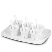 Set: 6 Bicchierino Caffe’+6 Palettine+1 Vassoio Cm.18,5X27 In Porcellana – Miglior Prezzo