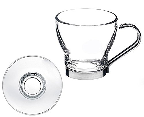 takestop® SET 6 TAZZINE 120ml DA CAFFE’ IN VETRO CON MANICO ACCIAIO  – Miglior Prezzo