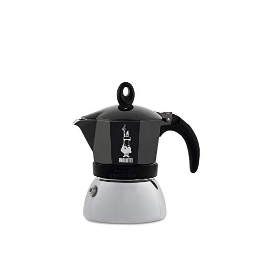Bialetti Moka Induction Caffettiera Adatta all’Induzione, 3 Cups, Alluminio, Nero, Diametro: 9,8 cm – Miglior Prezzo